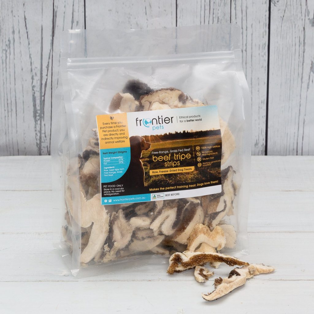 The best dog treats in Australia - with health benefits! 3 #1 Best Dog Treats in Australia: Frontier Pets Beef Tripe Strips