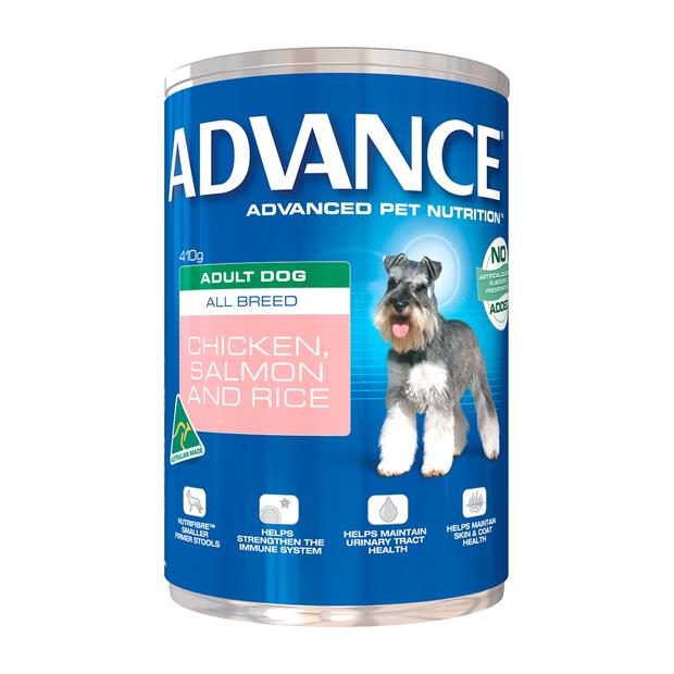 Advance Adult Chicken Salmon And Rice Wet Dog Food Cans 12 X 700g Pet
