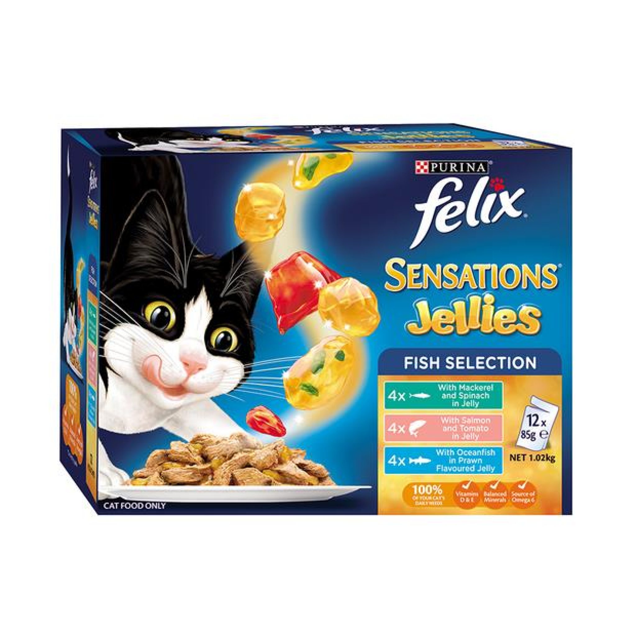 Felix Wet Cat Food Sensations Jellies Fishy Selection 12 X 85g Pet