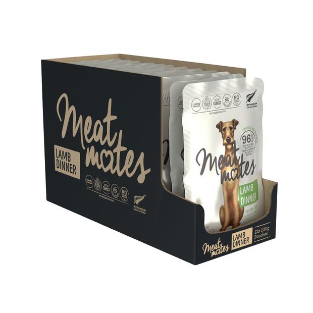 Meat Mates Grain Free Lamb Dinner Wet Dog Food Pouch 12 X 100g Pet