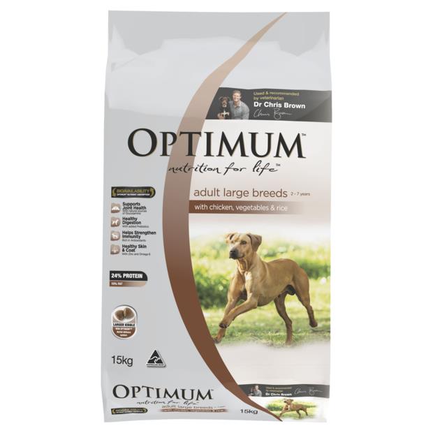 Optimum Adult Large Breed Dry Dog Food Chicken Vegetables And Rice 15kg Pet Food Reviews