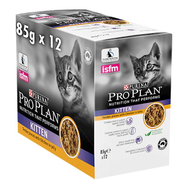 Pro Plan Kitten Chicken Jelly Wet Cat Food Pouches 12 X 85g Pet Food