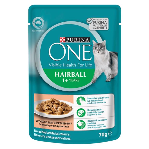 Purina One Adult Hairball Chicken Wet Cat Food 12 X 70g Pet Food