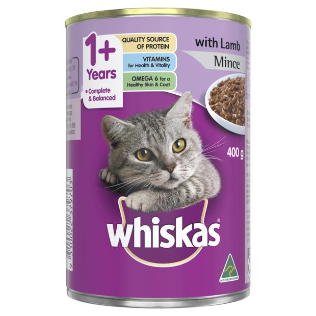 Whiskas Wet Cat Food Adult 1 Plus Lamb Mince 24 X 400g Pet Food Reviews (Australia)