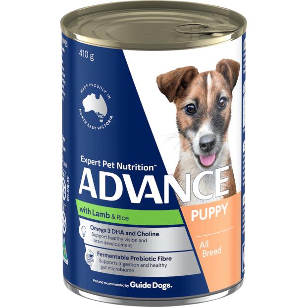 Advance Puppy Plus Growth Lamb And Rice Wet Dog Food Cans 410g Pet