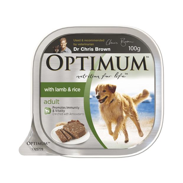 Optimum Adult Lamb Rice Dog Food Trays 100g Pet Food Reviews (Australia)
