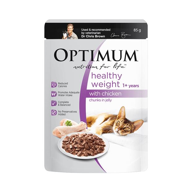 Optimum Healthy Weight Wet Cat Food Chicken In Jelly Pouch 85g Pet