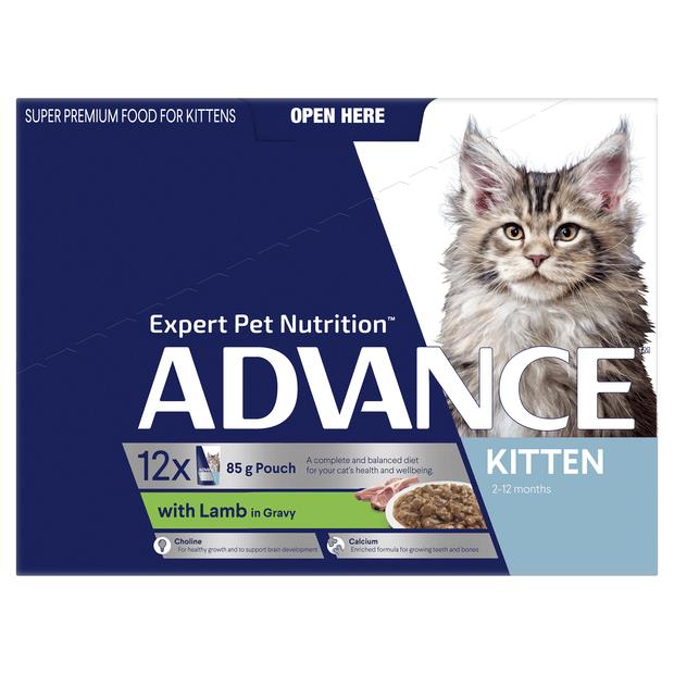 Advance Kitten Lamb In Gravy Wet Cat Food Pouches 85g Pet Food