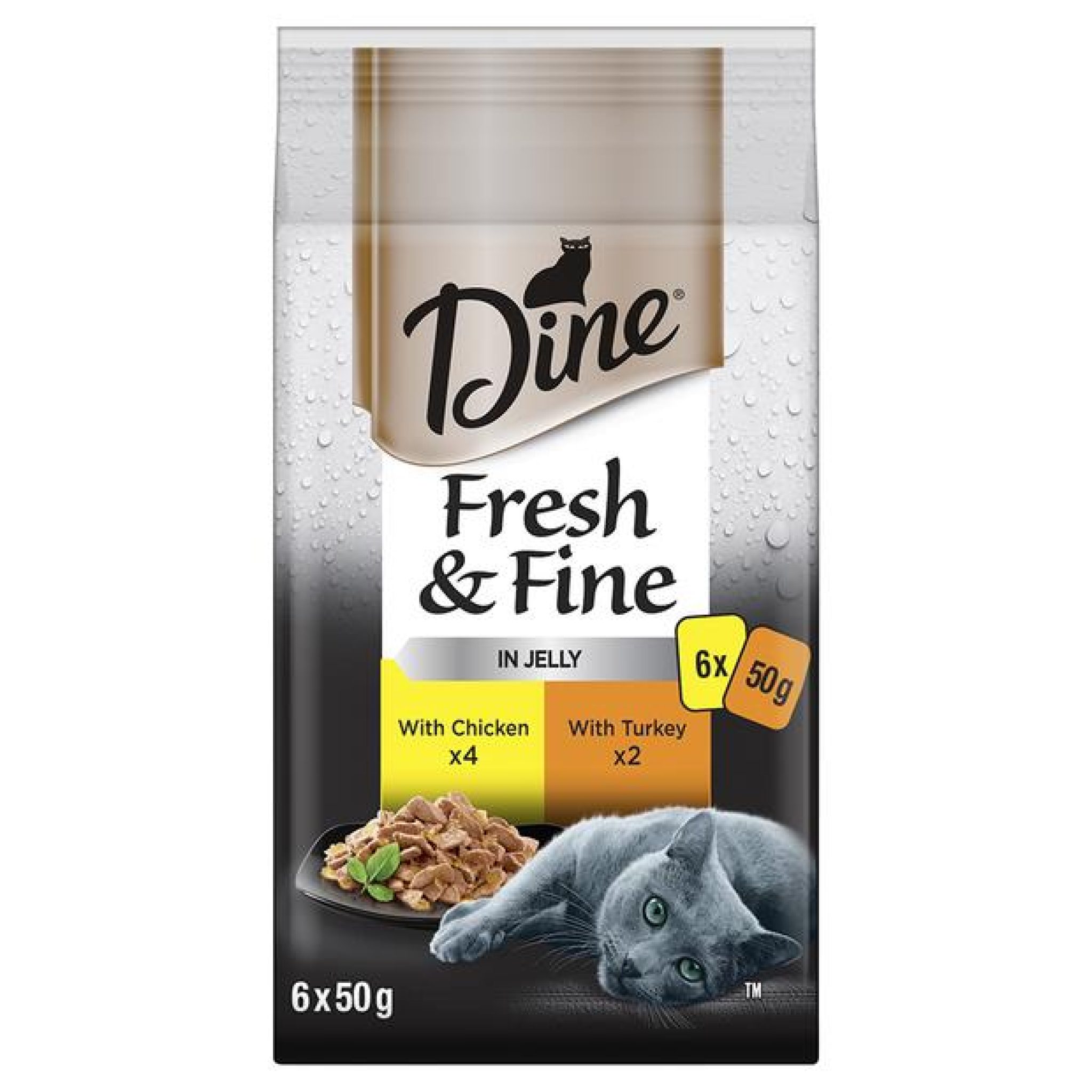 Dine Fresh And Fine In Gravy Chicken And Turkey Wet Cat Food Pouches 6