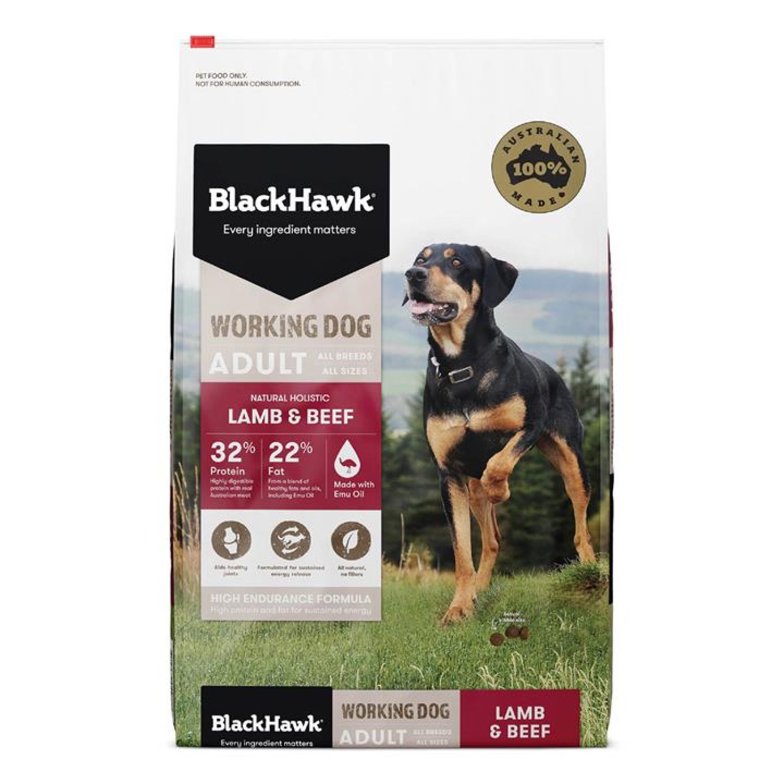 Black Hawk Lamb & Beef Working Dog Adult Dog Dry Food 20 Kg Pet Food