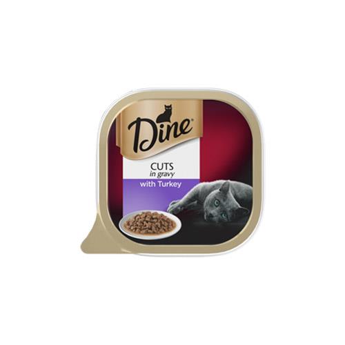 Dine Cat Adult Cuts In Gravy Turkey 85g X 7 Trays 6 Pack Pet Food