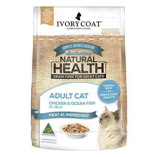 Ivory Coat Grain Free Adult Cat Pouch Wet Food Chicken And Ocean Fish