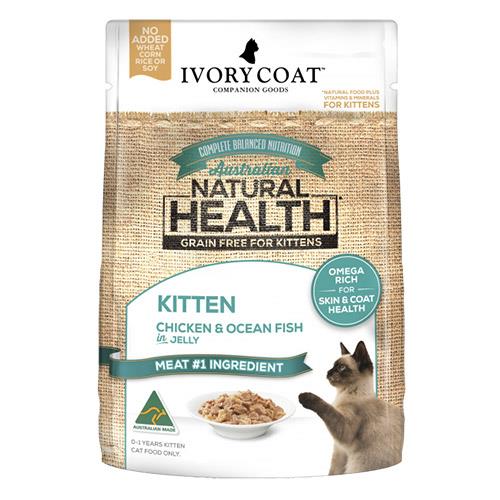 Ivory Coat Grain Free Kitten Pouch Wet Food Chicken And Ocean Fish In Jelly 85g X 12 Pouches 1