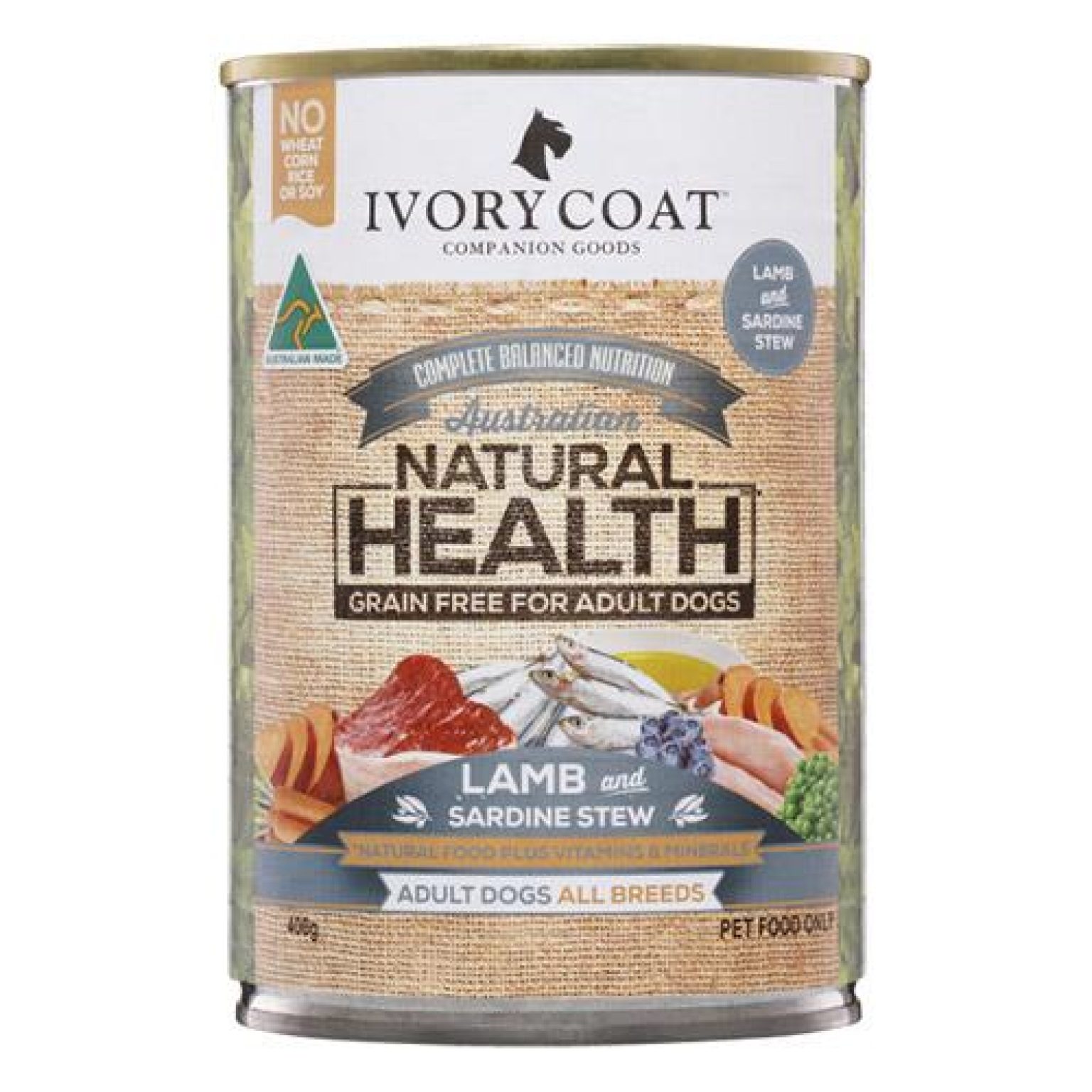 Ivory Coat Grain Free Adult Dog Canned Wet Food Lamb And Sardine Stew