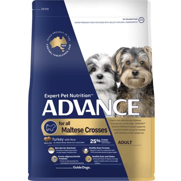 Advance Adult Maltese Cross Turkey With Rice Dry Dog Food 2.5kg Pet