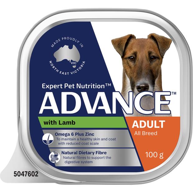 Advance Adult Single Serve Lamb Wet Dog Food Trays 100g Pet Food