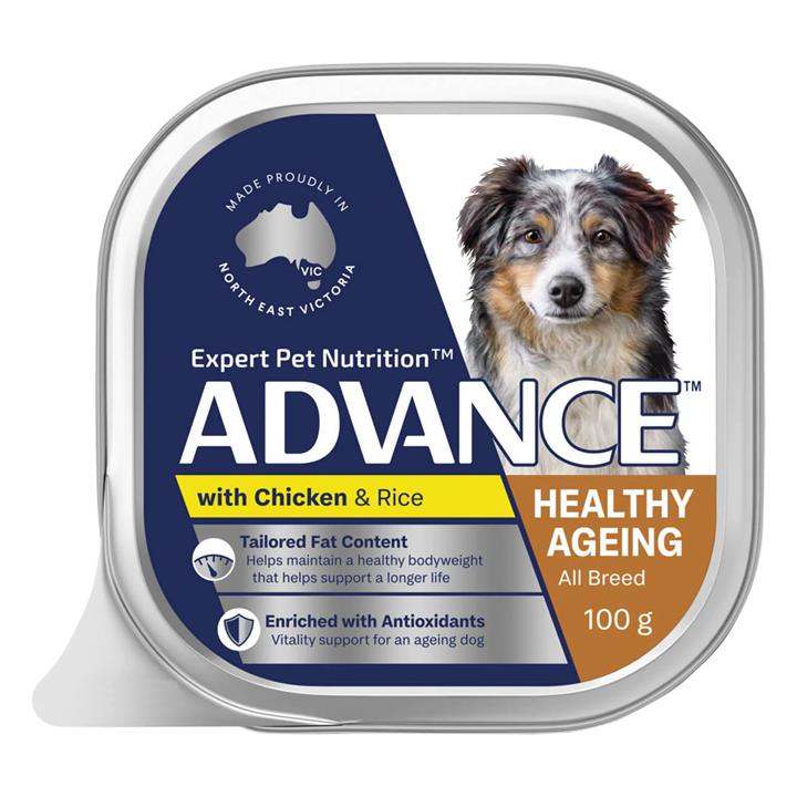 Advance Healthy Ageing All Breed With Chicken & Rice Wet Dog Food 100gm 12 Pack Pet Food