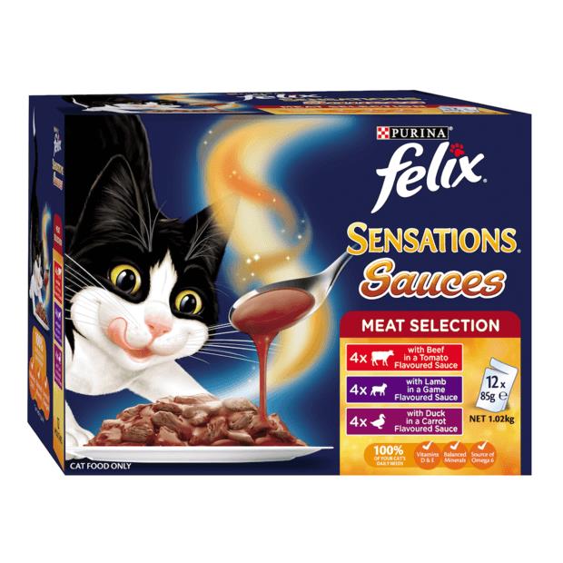 Felix Wet Cat Food Sensations Sauces Meat Selection 24 X 85g Pet Food