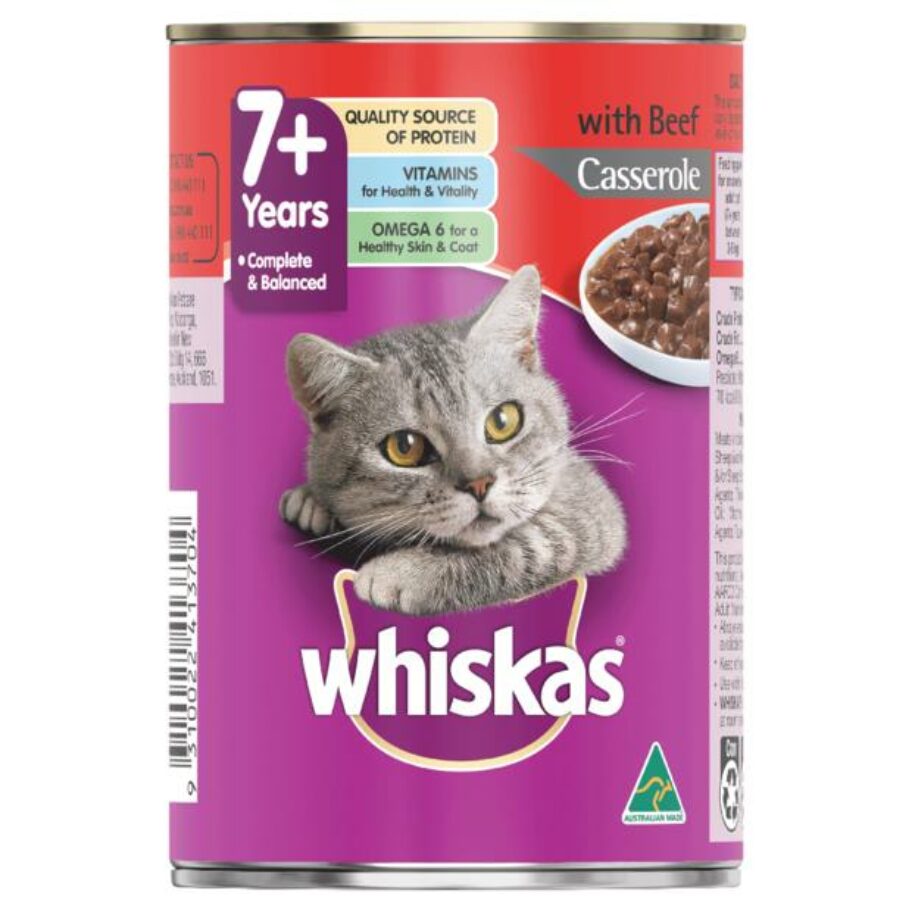 Whiskas 7 Plus Beef Casserole Wet Cat Food 400g Pet Food Reviews