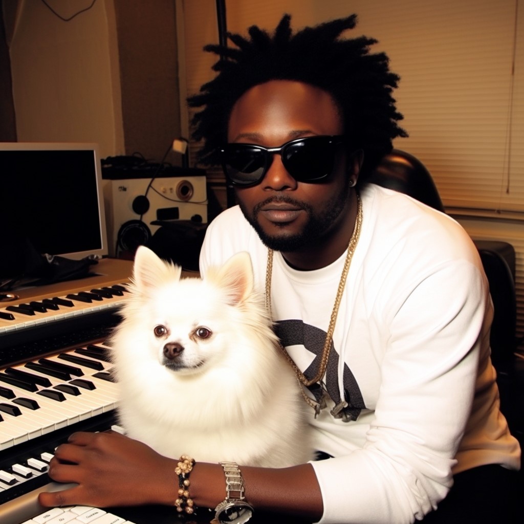 Black Eyed Peas Will I Am with a White Pomeranian Dog - Iams dog food review