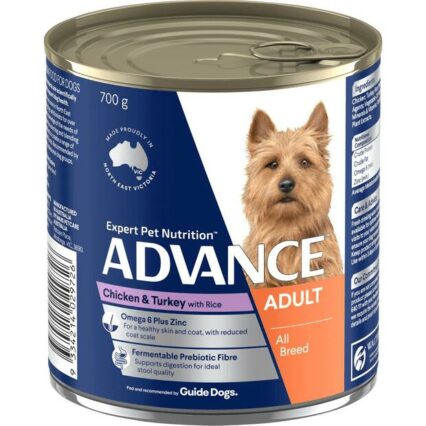 Advance Adult Chicken Turkey And Rice Wet Dog Food Cans