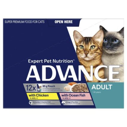 Advance Adult Ocean Fish With Chicken And Turkey In Jelly Wet Cat Food Pouches