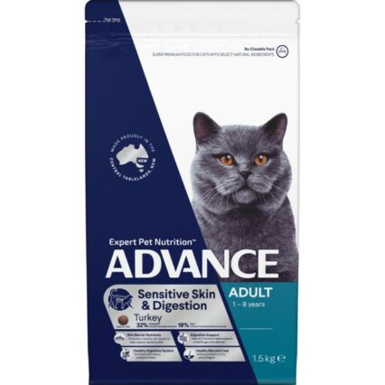 Advance Adult Sensitive Skin And Digestion Turkey Dry Cat Food