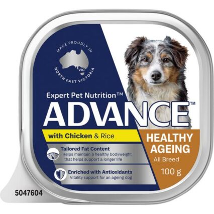 Advance Adult Single Serve Healthy Aging Chicken With Rice Wet Dog Food Trays