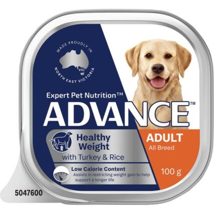 Advance Adult Single Serve Healthy Weight Turkey With Rice Wet Dog Food Trays