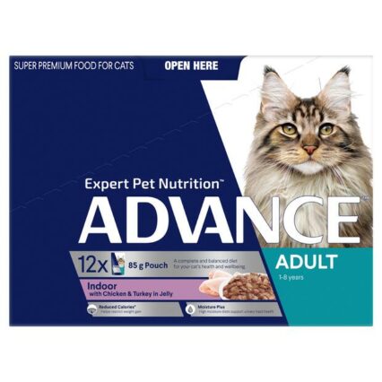 Advance Indoor Adult Wet Cat Food Chicken And Turkey In Jelly