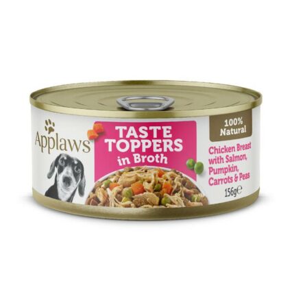 Applaws Taste Toppers Wet Dog Food Chicken Breast With Salmon And Veggies In Broth Tin