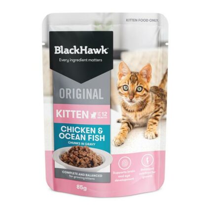 Black Hawk Wet Cat Food Kitten Chicken And Fish In Gravy Pouches