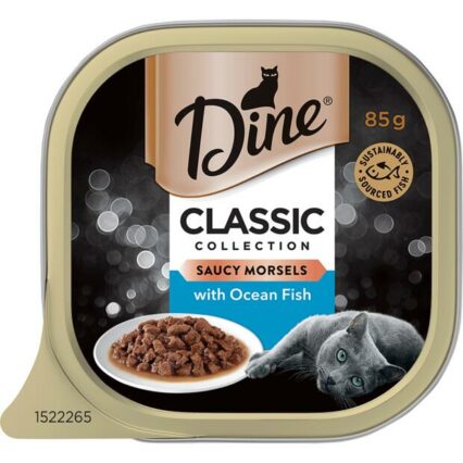 Dine Classic Collection Saucy Morsels With Ocean Fish Wet Cat Food Tray