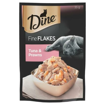 Dine Fine Flakes Tuna And Prawns Wet Cat Food Pouch