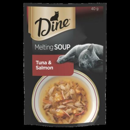 Dine Melting Soup Tuna And Salmon Pouch Wet Cat Food