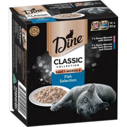 Dine Multipack Classic Collection Saucy Morsels Fish Selection Wet Cat Food Tray