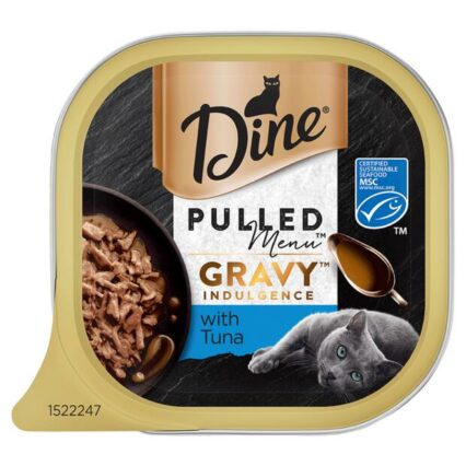 Dine Pulled Menu Gravy Indulgence With Tuna Wet Cat Food Tray