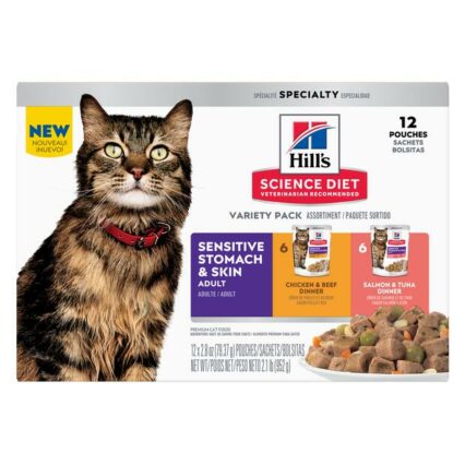 Hills Science Diet Adult Sensitive Skin And Stomach Variety Pack Cat Food Pouches