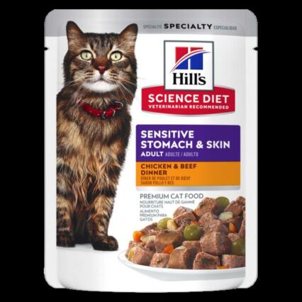 Hills Science Diet Adult Sensitive Stomach And Skin Chicken And Beef Wet Cat Food Pouches