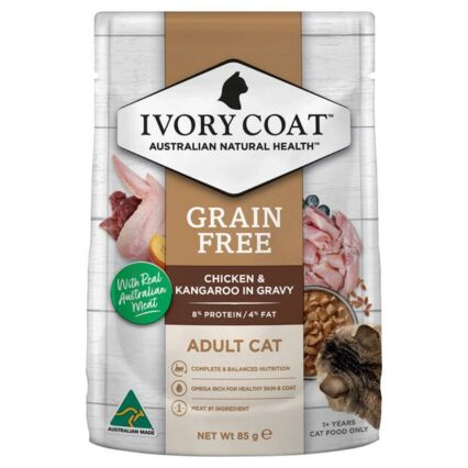 Ivory Coat Grain Free Wet Cat Food Adult Chicken Kangaroo Gravy