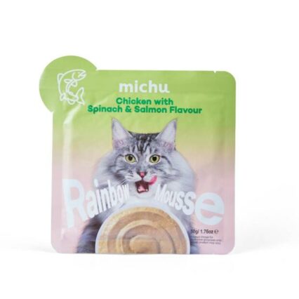 Michu Rainbow Mousse Chicken With Spinach And Salmon Wet Cat Food Pouch