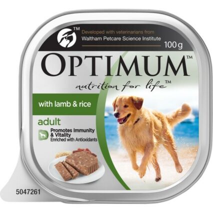 Optimum Adult Lamb Rice Dog Food Trays