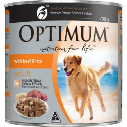 Optimum Adult Wet Dog Food Beef And Rice Cans