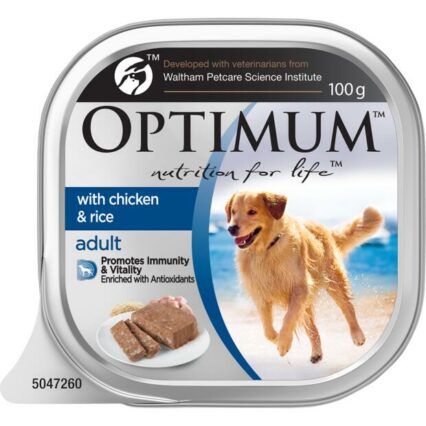 Optimum Adult Wet Dog Food Chicken And Rice Trays