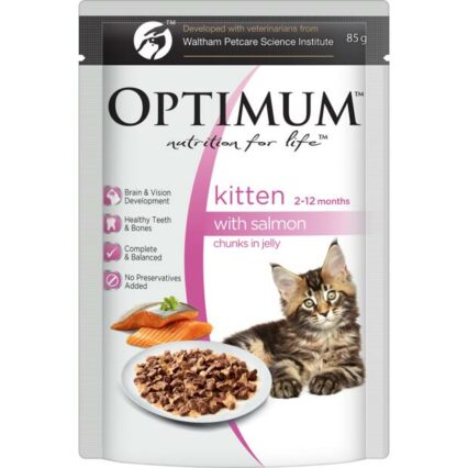Optimum Kitten Wet Cat Food Salmon In Jelly Pouch