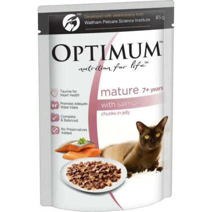 Optimum Mature Wet Cat Food Salmon In Jelly Pouch