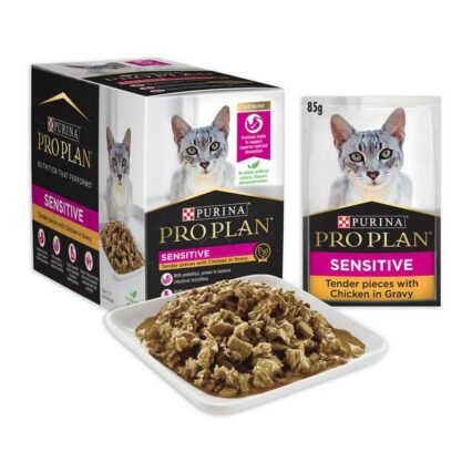 Pro Plan Adult Sensitive Chicken Gravy Wet Cat Food Pouches