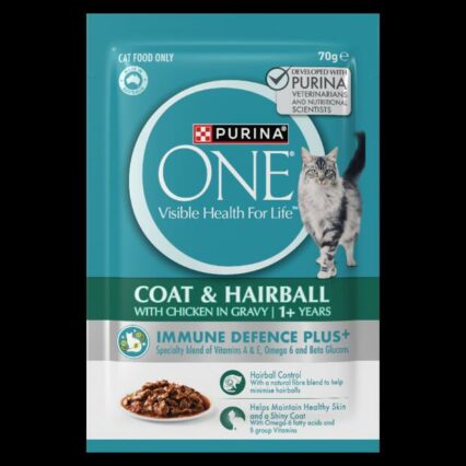 Purina One Adult Coat And Hairball With Chicken In Gravy Wet Cat Food Pouches