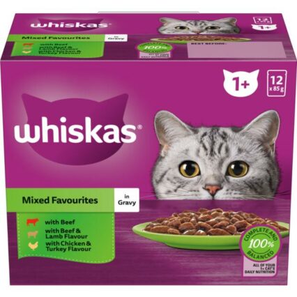 Whiskas 1 Plus Mixed Favourites In Gravy Pouches Wet Cat Food