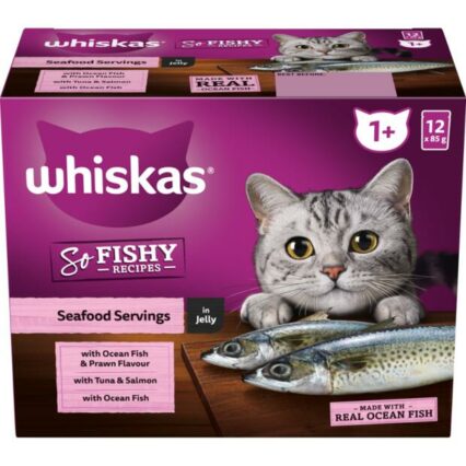 Whiskas Adult So Fishy 1 Plus Seafood Servings In Jelly Pouches Wet Cat Food